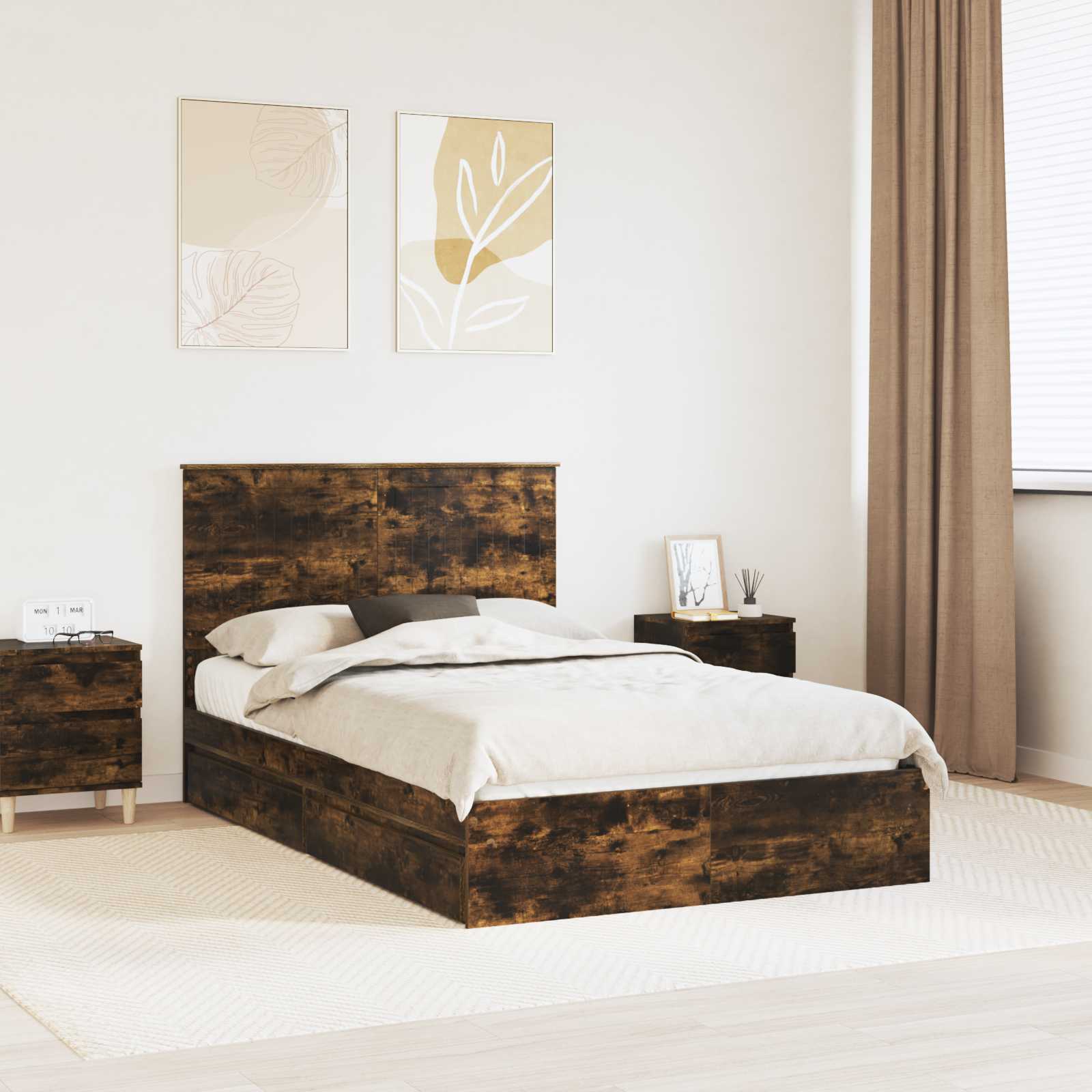 Cama con almacenamiento 140 x 190 cm Madera de ingeniería