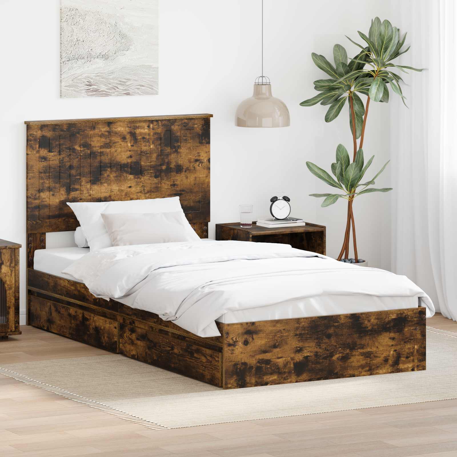 Cama con almacenamiento 140 x 190 cm Madera de ingeniería
