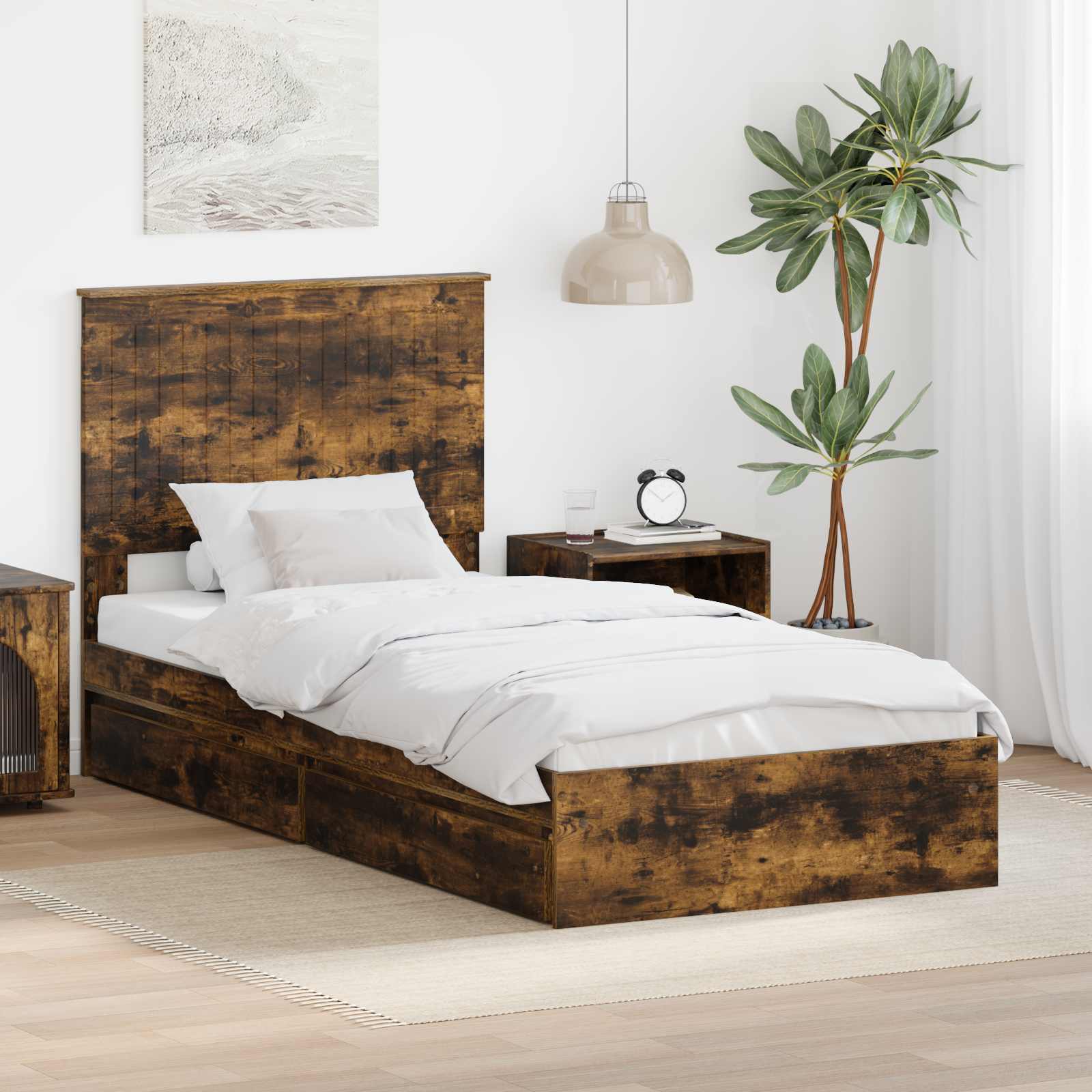 Cama con almacenamiento 140 x 190 cm Madera de ingeniería