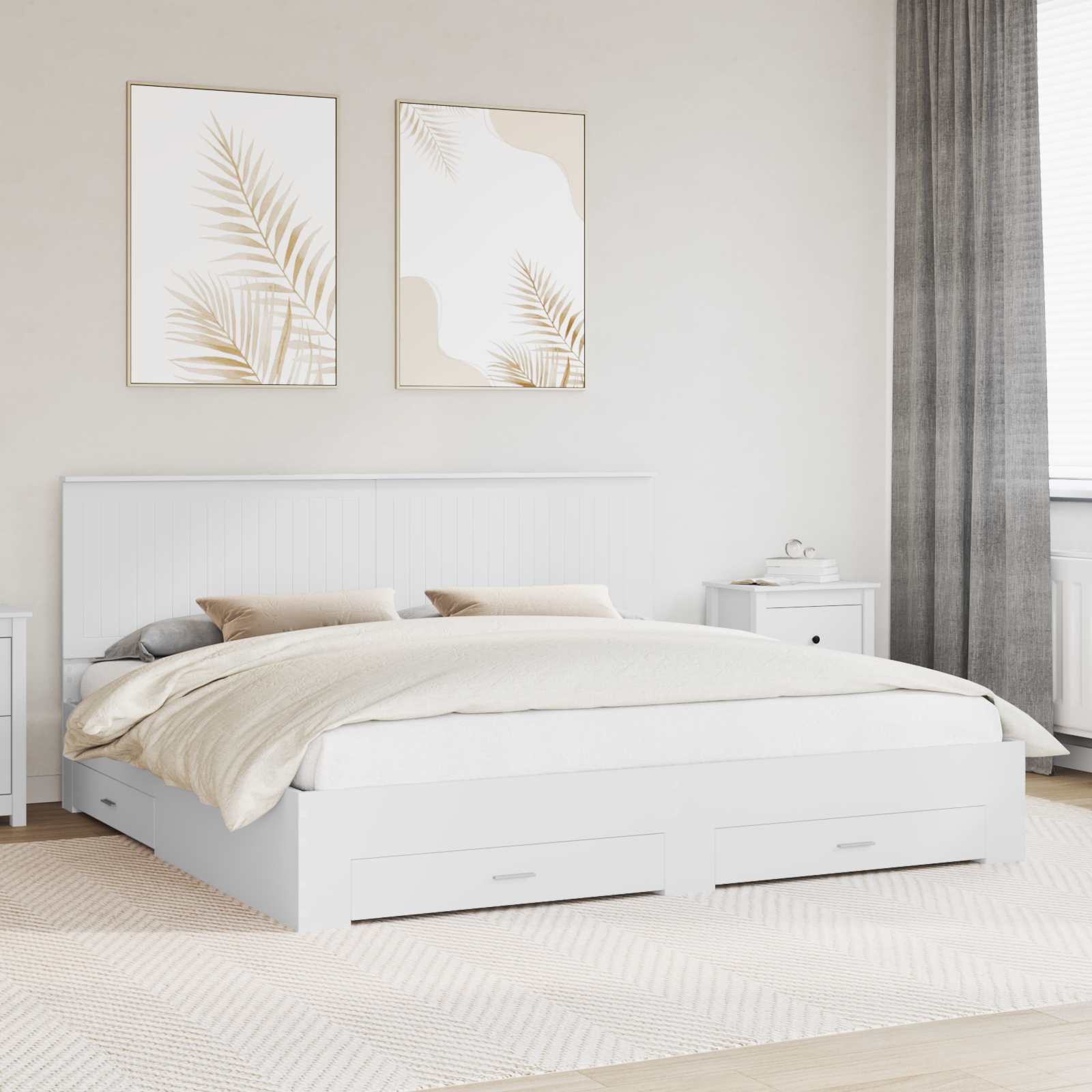Estrutura de Cama com Cabeceira Cinzento Betão 100 x 200 cm