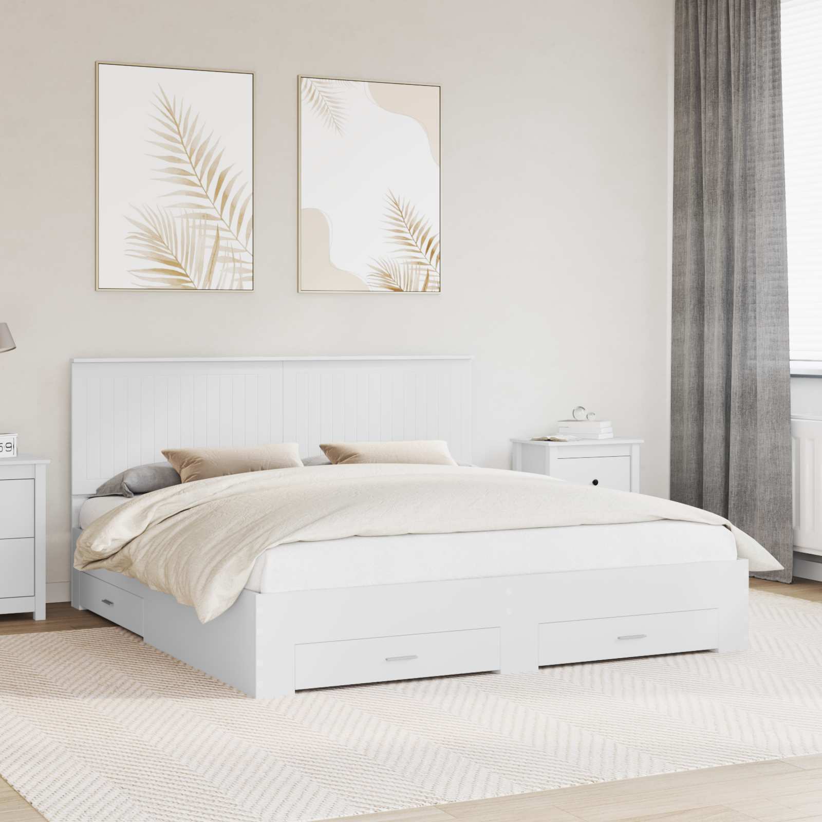 Estrutura de Cama com Cabeceira Cinzento Betão 100 x 200 cm
