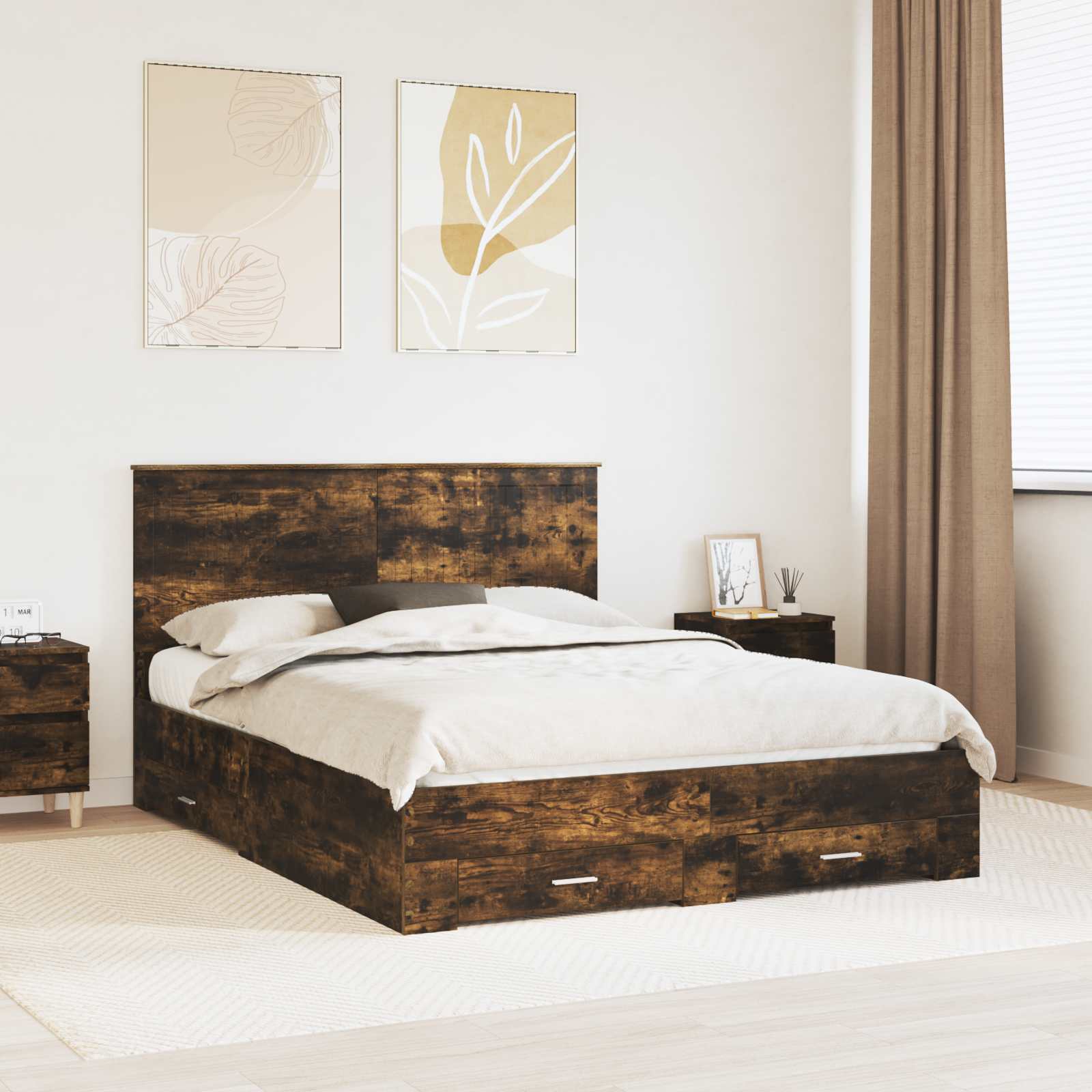 Estrutura de Cama com Cabeceira Cinzento Betão 100 x 200 cm