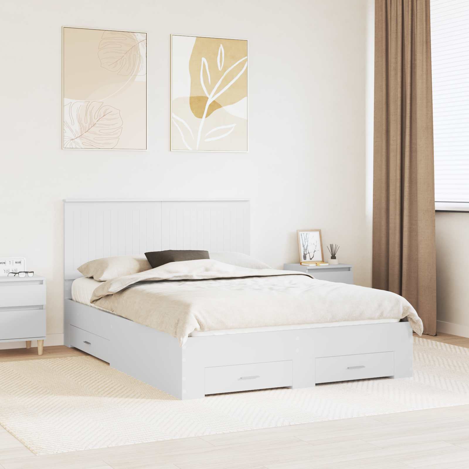 Estrutura de Cama com Cabeceira Cinzento Betão 100 x 200 cm
