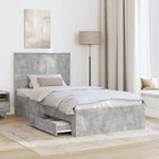 Estructura de cama con cabecera Gris Concreto 100 x 200 cm
