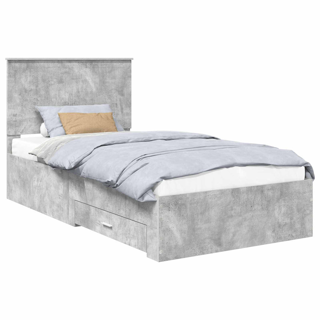 Estructura de cama con cabecera Gris Concreto 100 x 200 cm