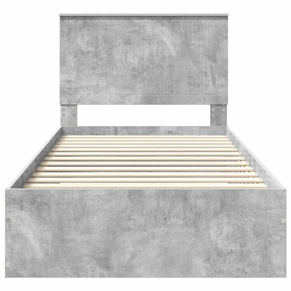 Estructura de cama con cabecera Gris Concreto 100 x 200 cm