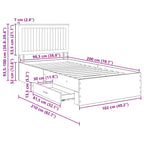 Estructura de cama con cabecera Gris Concreto 100 x 200 cm