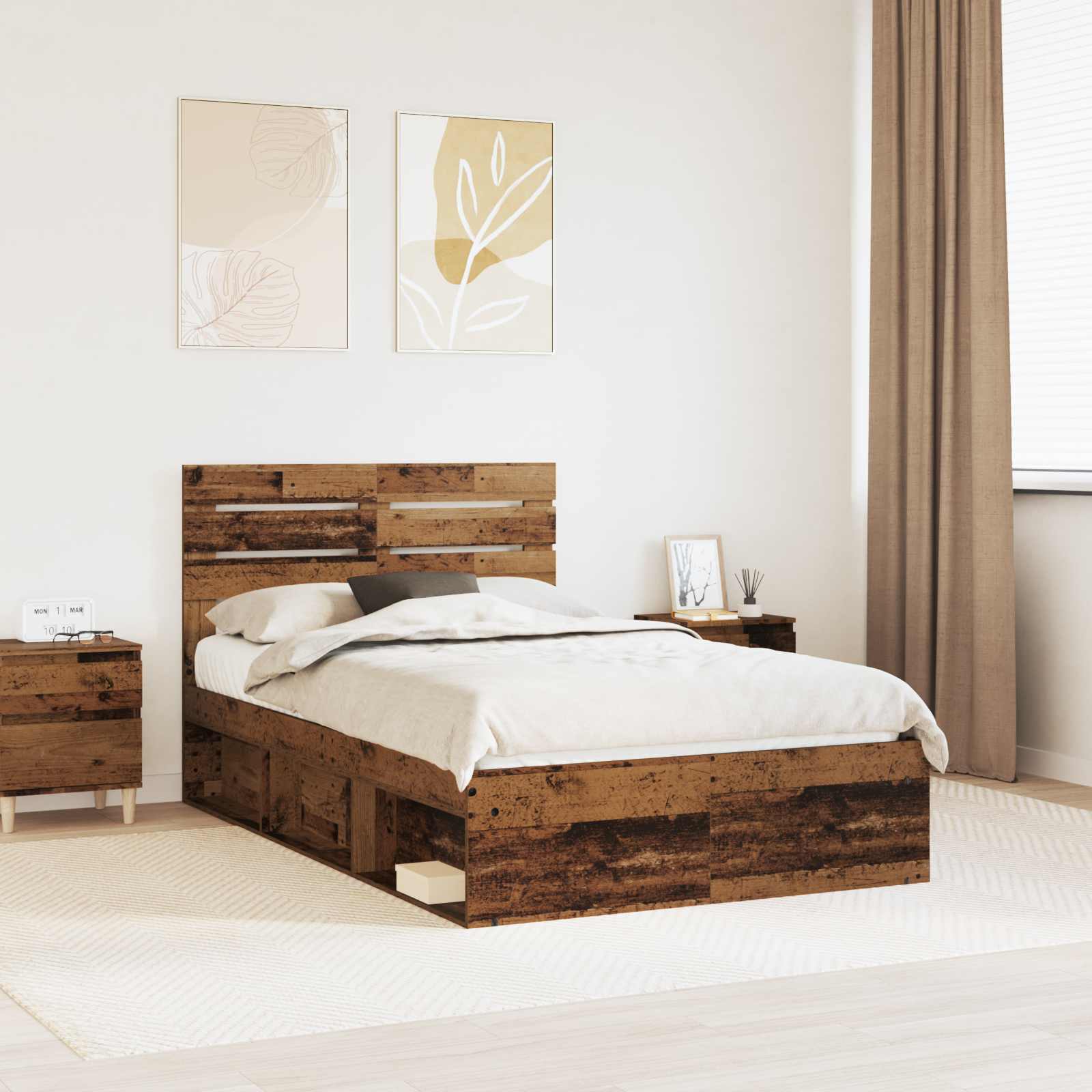Estrutura de cama 100 x 200 cm Madeira de pinho maciço