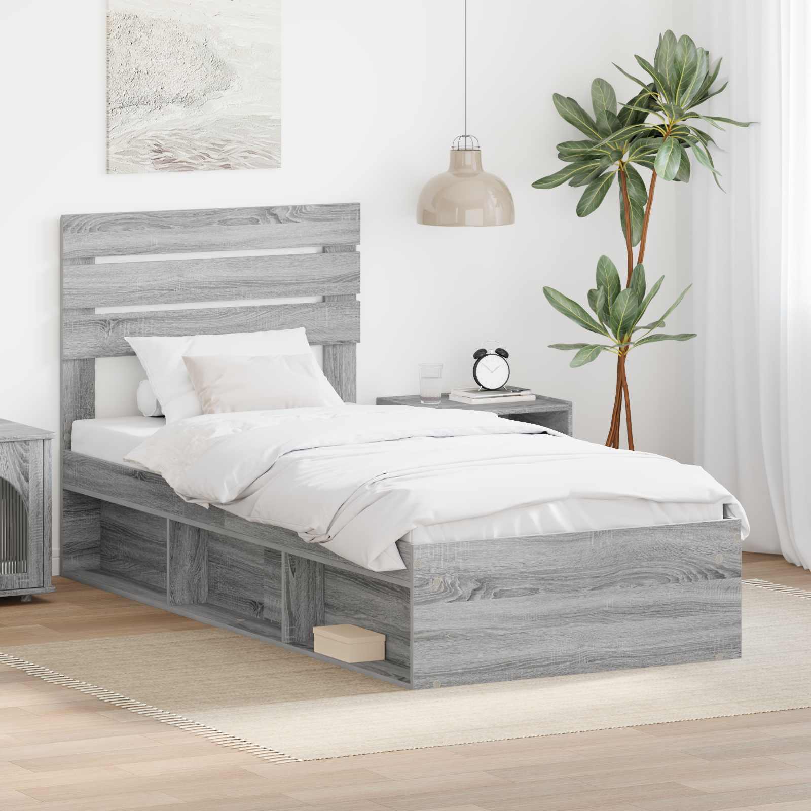 Estrutura de cama 100 x 200 cm Madeira de pinho maciço