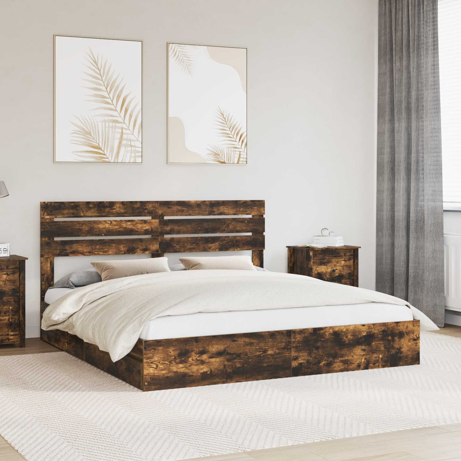Cama con almacenamiento 140 x 190 cm Madera de ingeniería