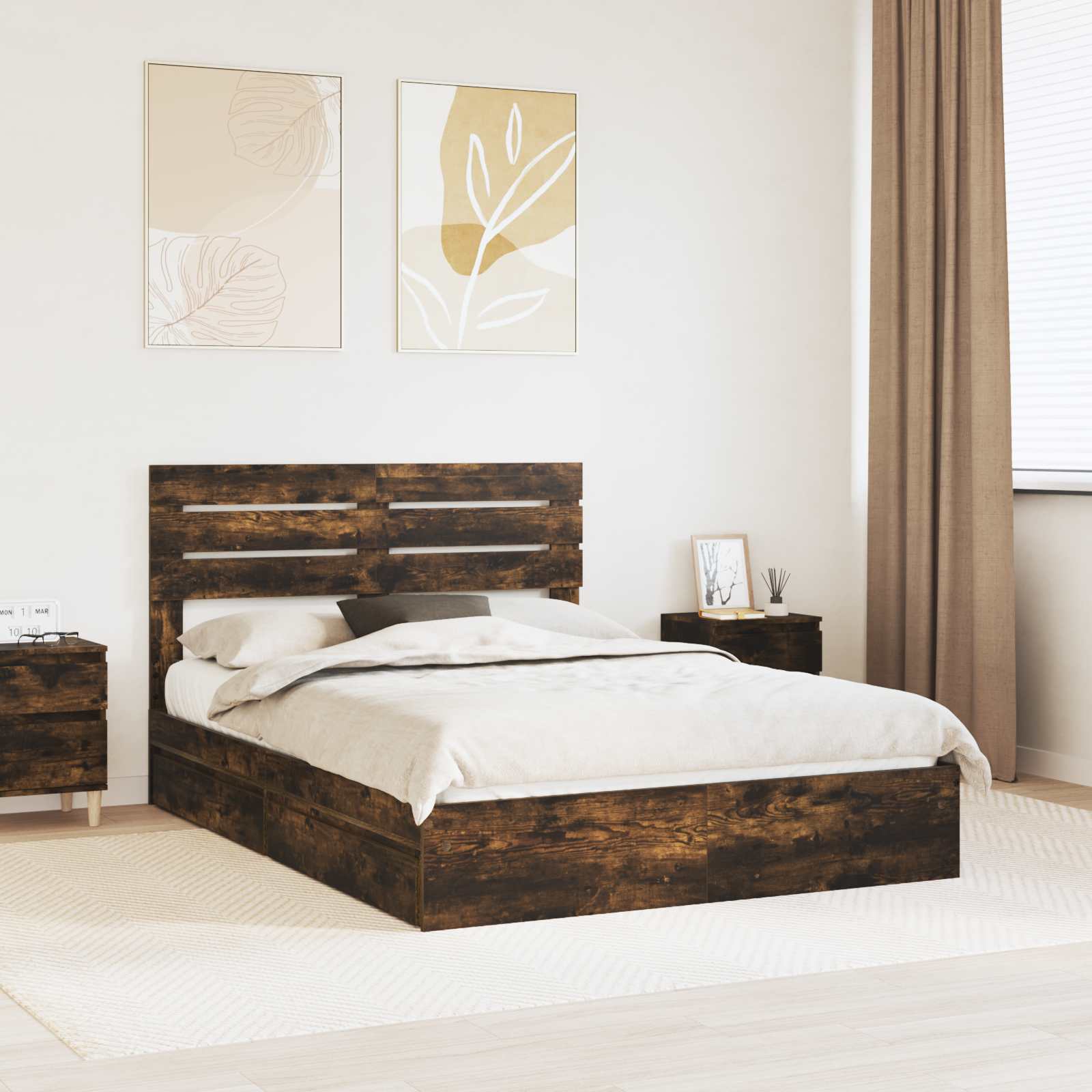 Cama con almacenamiento 140 x 190 cm Madera de ingeniería