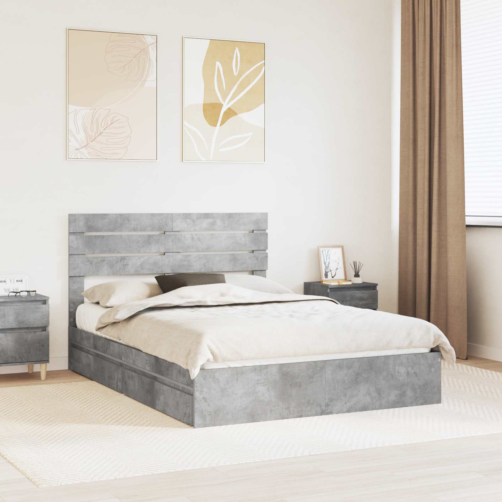 Cama con almacenamiento 140 x 190 cm Madera de ingeniería