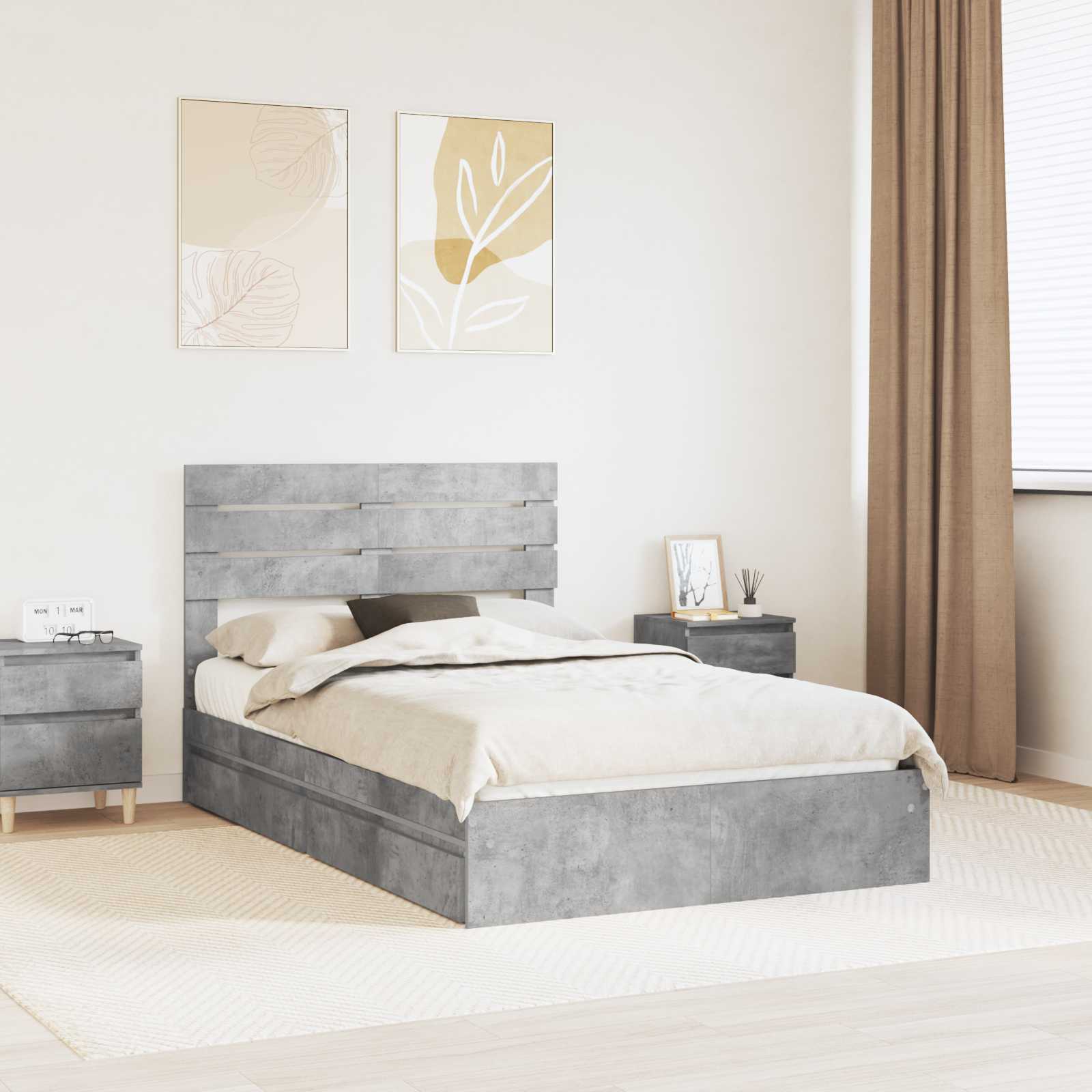 Cama con almacenamiento 140 x 190 cm Madera de ingeniería