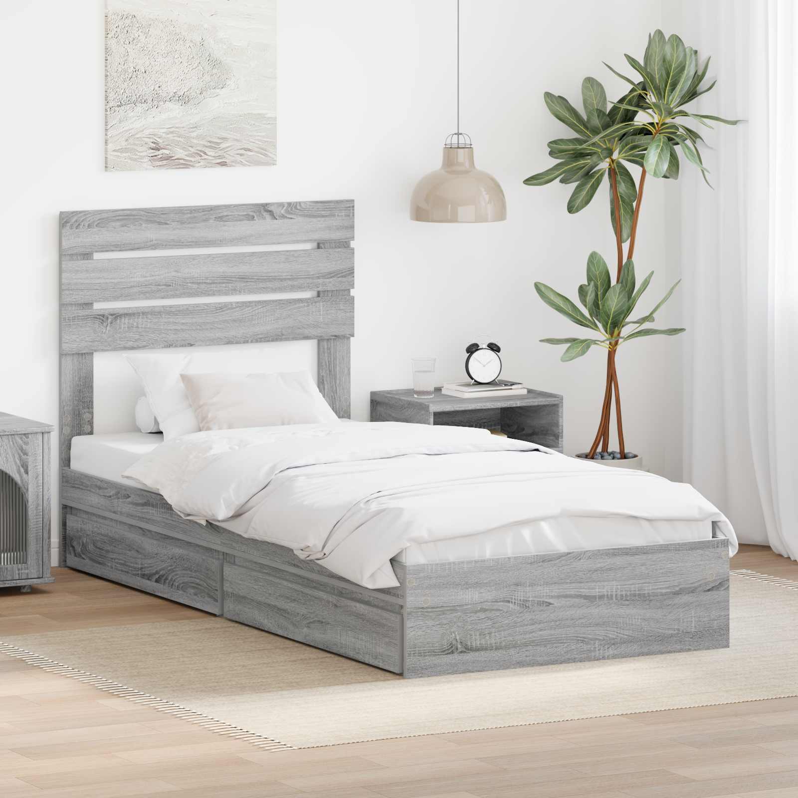 Cama con almacenamiento 140 x 190 cm Madera de ingeniería