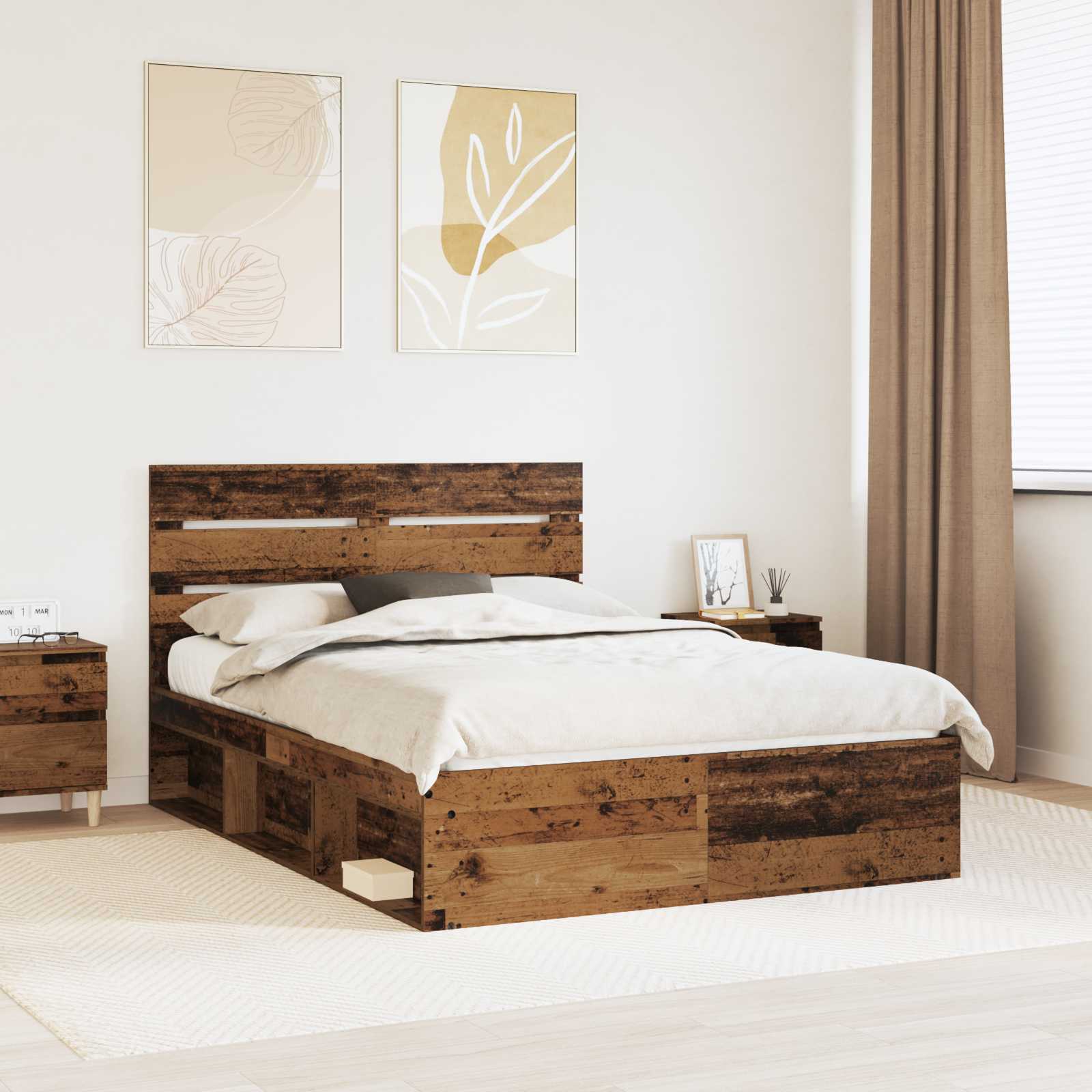 Estrutura de cama 100 x 200 cm Madeira de pinho maciço