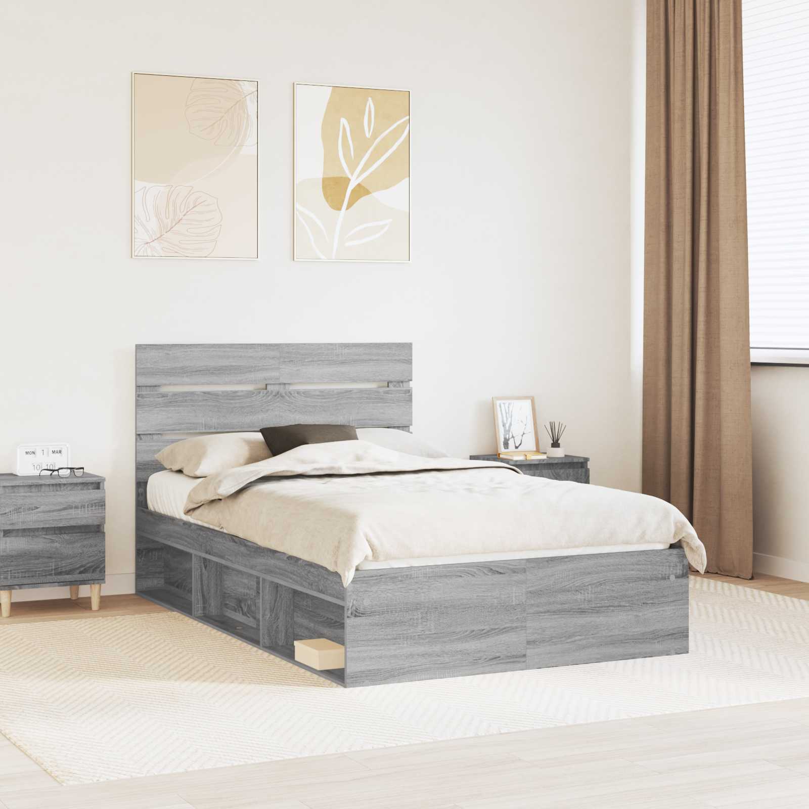 Estrutura de cama 100 x 200 cm Madeira de pinho maciço