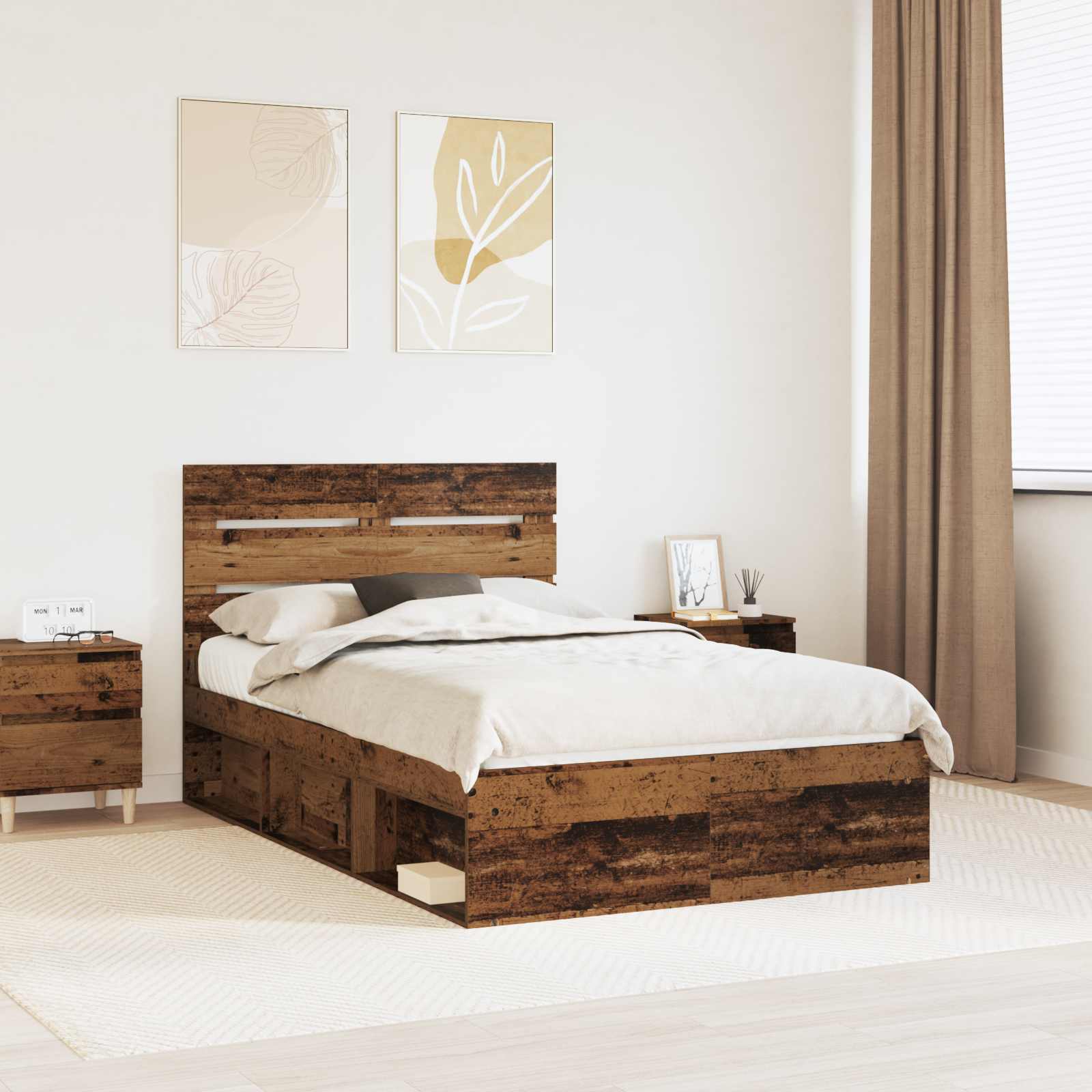 Estrutura de cama 100 x 200 cm Madeira de pinho maciço