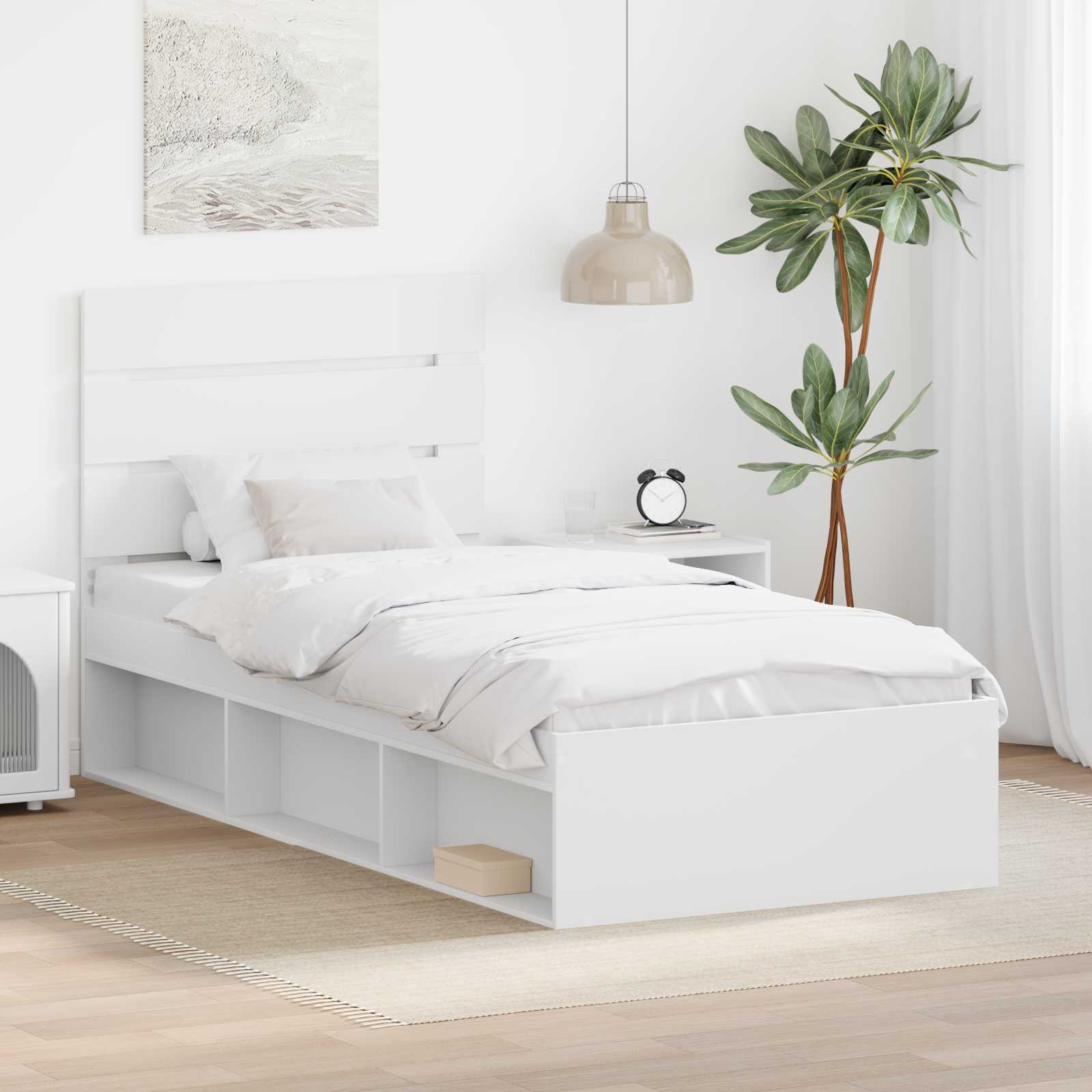 Estrutura de cama 100 x 200 cm Madeira de pinho maciço