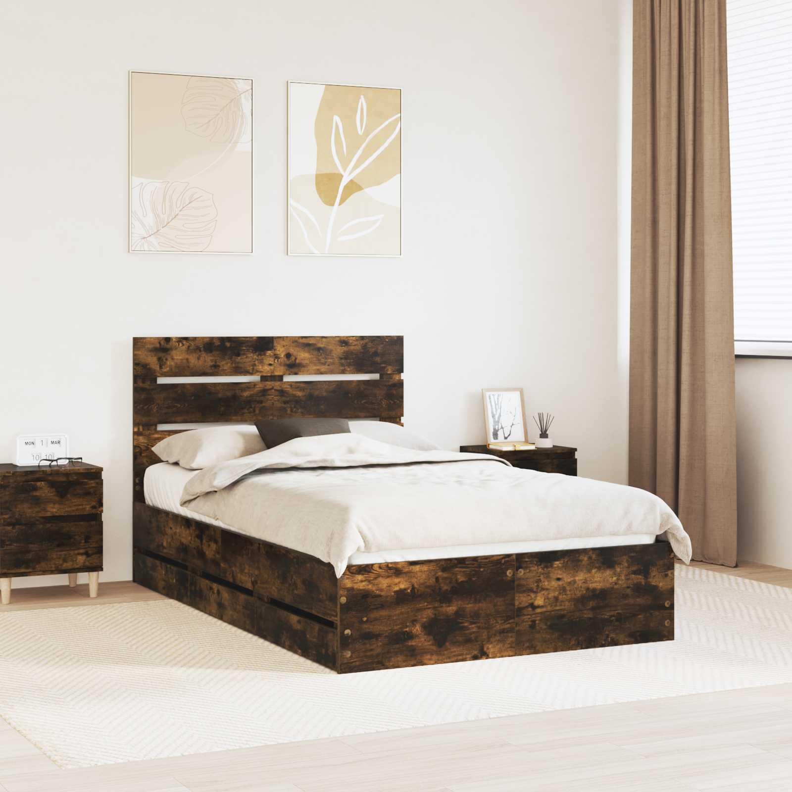 Estructura de cama con cajón 100 x 200 cm Madera Ingenieril