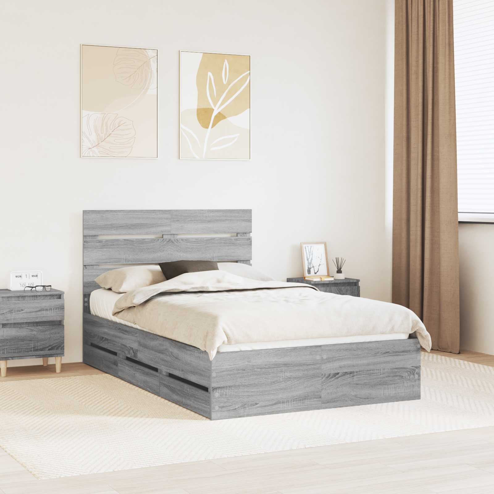 Estructura de cama con cajón 100 x 200 cm Madera Ingenieril
