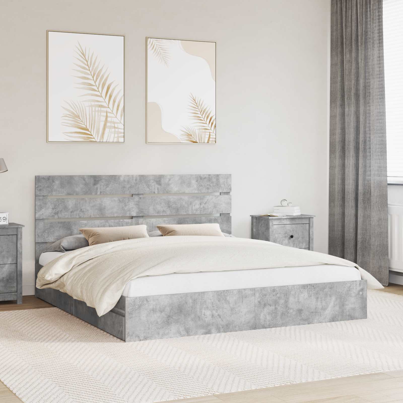 Cama con almacenamiento 140 x 190 cm Madera de ingeniería