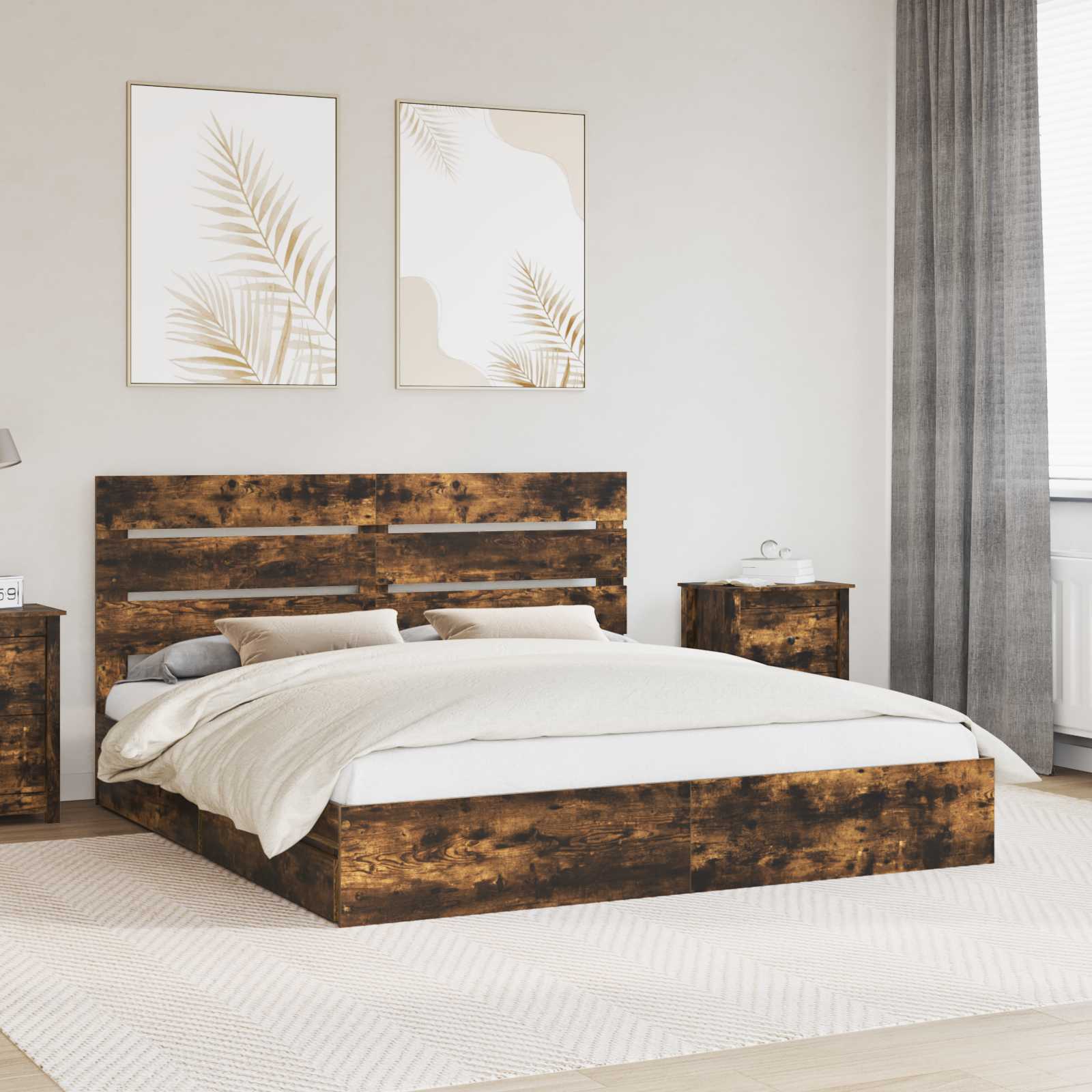 Cama con almacenamiento 140 x 190 cm Madera de ingeniería