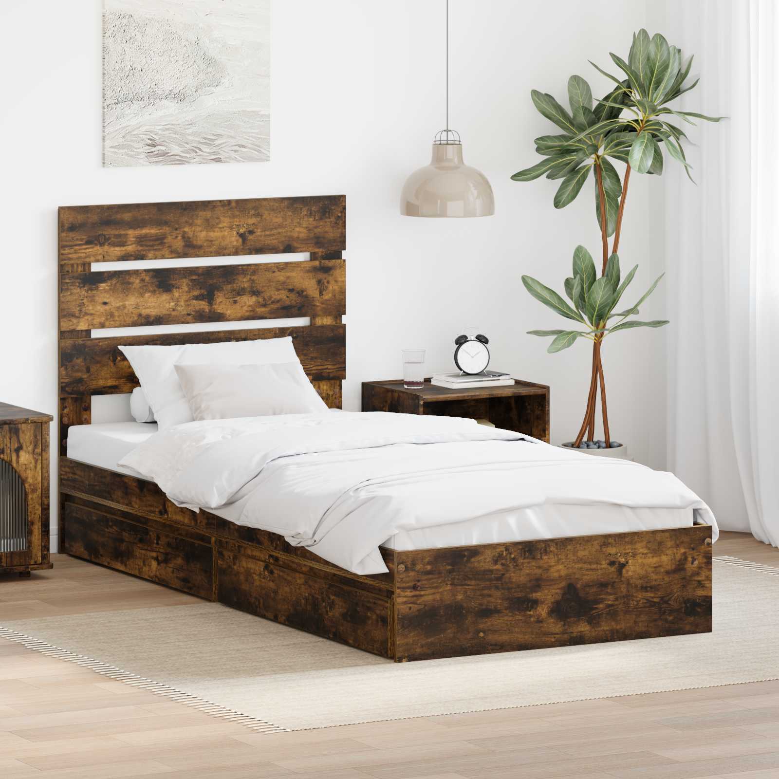 Cama con almacenamiento 140 x 190 cm Madera de ingeniería