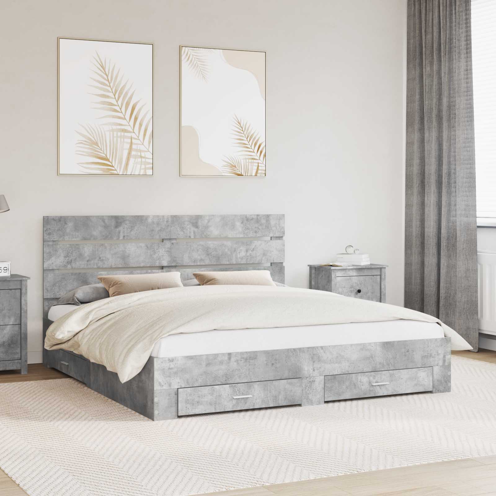 Bed Frame with Drawer 140 x 190 cm Engineered Wood