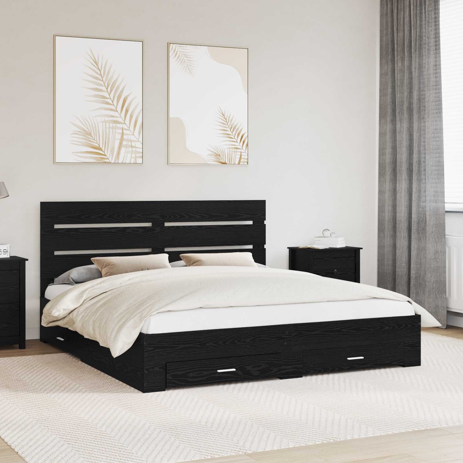 Bed Frame with Drawer 140 x 190 cm Engineered Wood