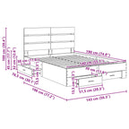 Estructura de cama con cajón 140 x 190 cm Madera de ingeniería