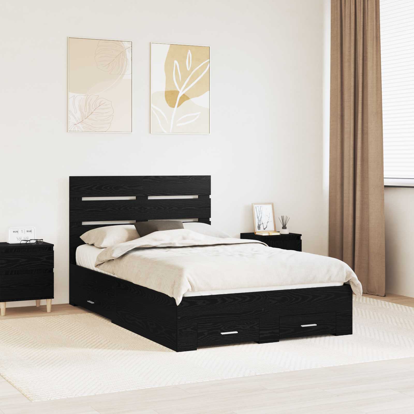Bed Frame with Drawer 140 x 190 cm Engineered Wood