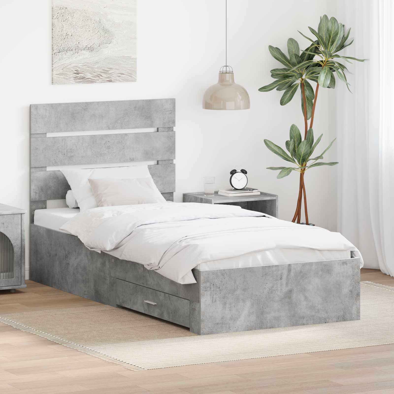 Bed Frame with Drawer 140 x 190 cm Engineered Wood