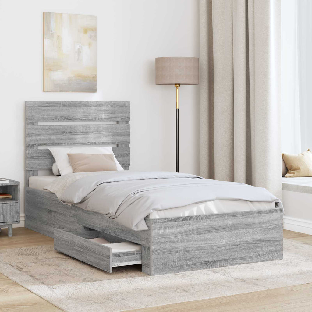 Estructura de cama Gris Sonoma 90 x 190 cm Madera de ingeniería