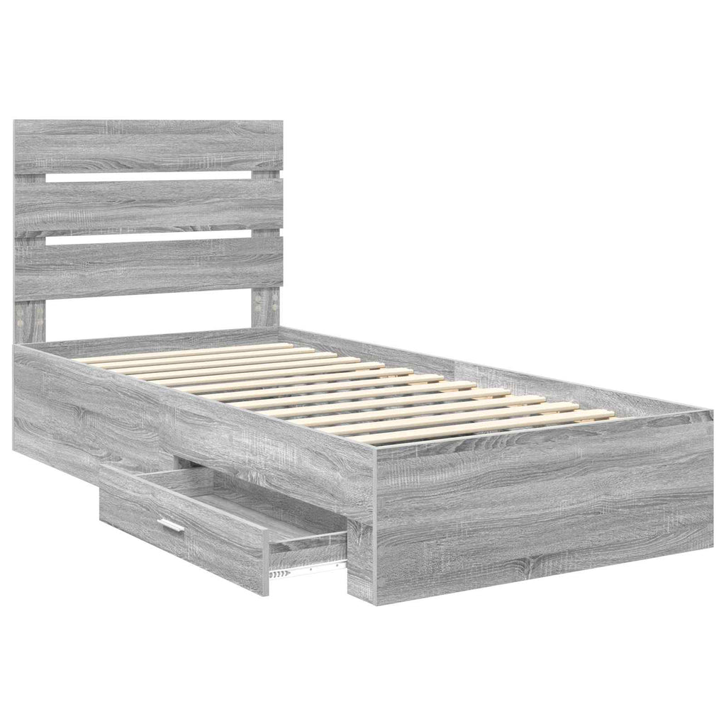 Estructura de cama Gris Sonoma 90 x 190 cm Madera de ingeniería