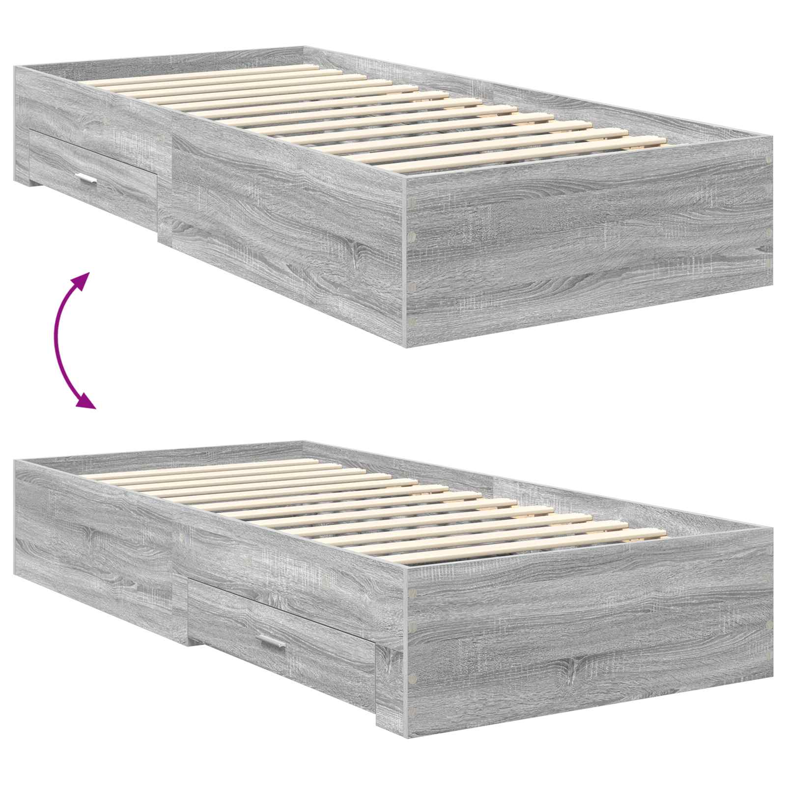 Estructura de cama Gris Sonoma 90 x 190 cm Madera de ingeniería
