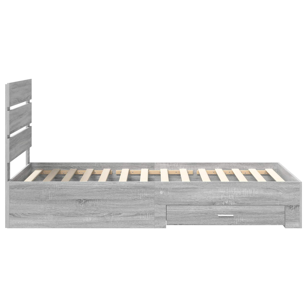 Estructura de cama Gris Sonoma 90 x 190 cm Madera de ingeniería
