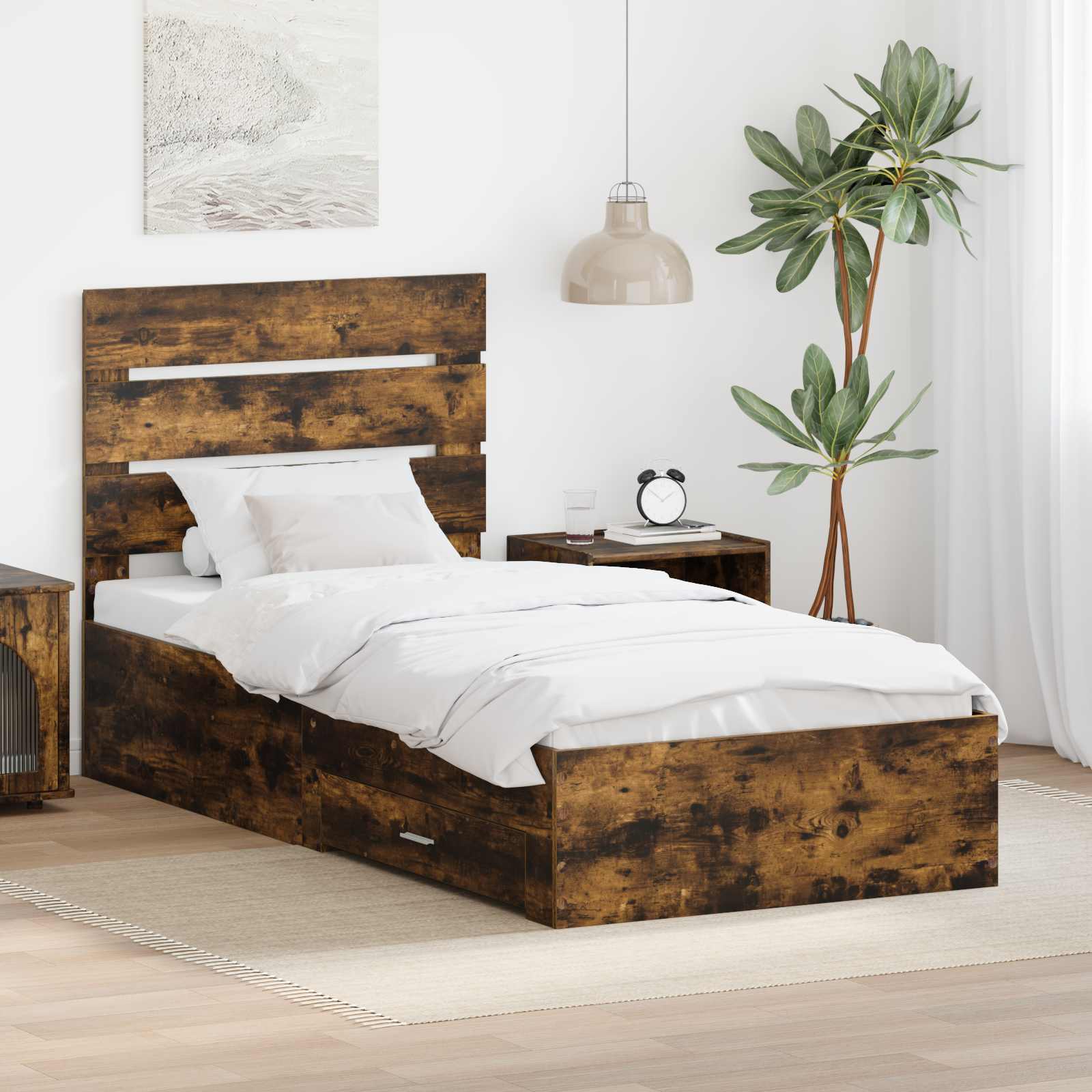 Bed Frame with Drawer 140 x 190 cm Engineered Wood