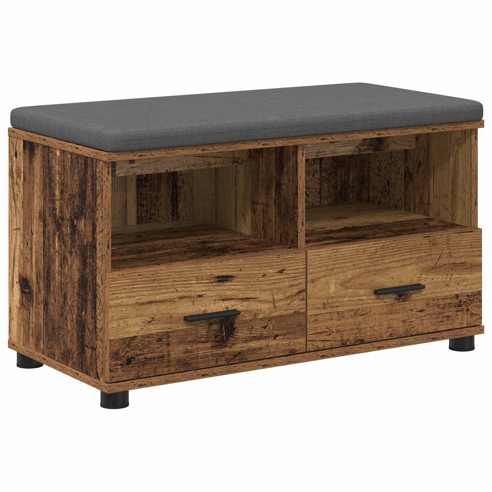 Banco de entrada con cojín Madera vieja 80 x 38 x 46 cm