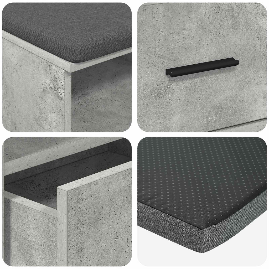 Banco de entrada con cojín Gris Concreto 100 x 38 x 46 cm