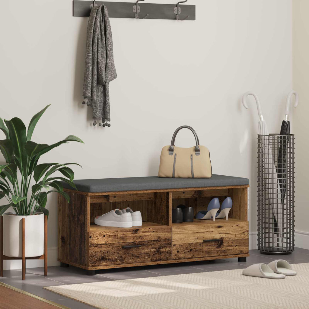 Banco de entrada con cojín Madera vieja 100 x 38 x 46 cm