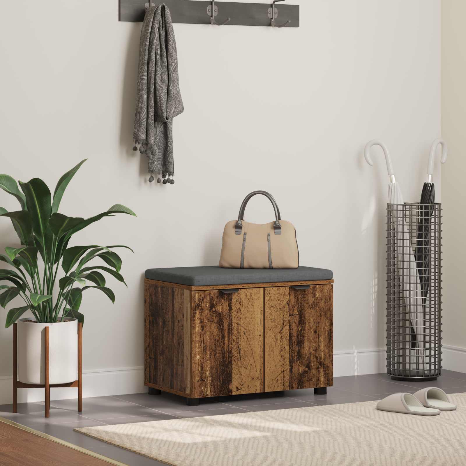 Banco de entrada 100 x 38 x 46 cm Madera Ingenierizada y Tela