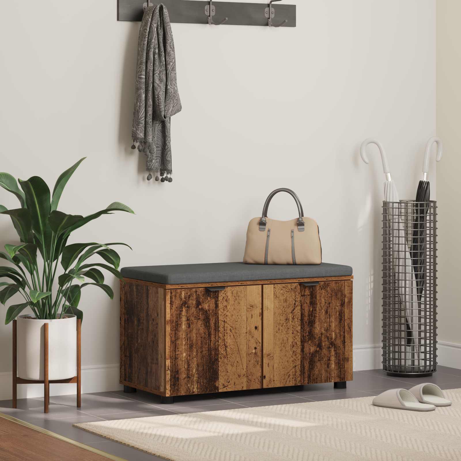 Banco de entrada 100 x 38 x 46 cm Madera Ingenierizada y Tela