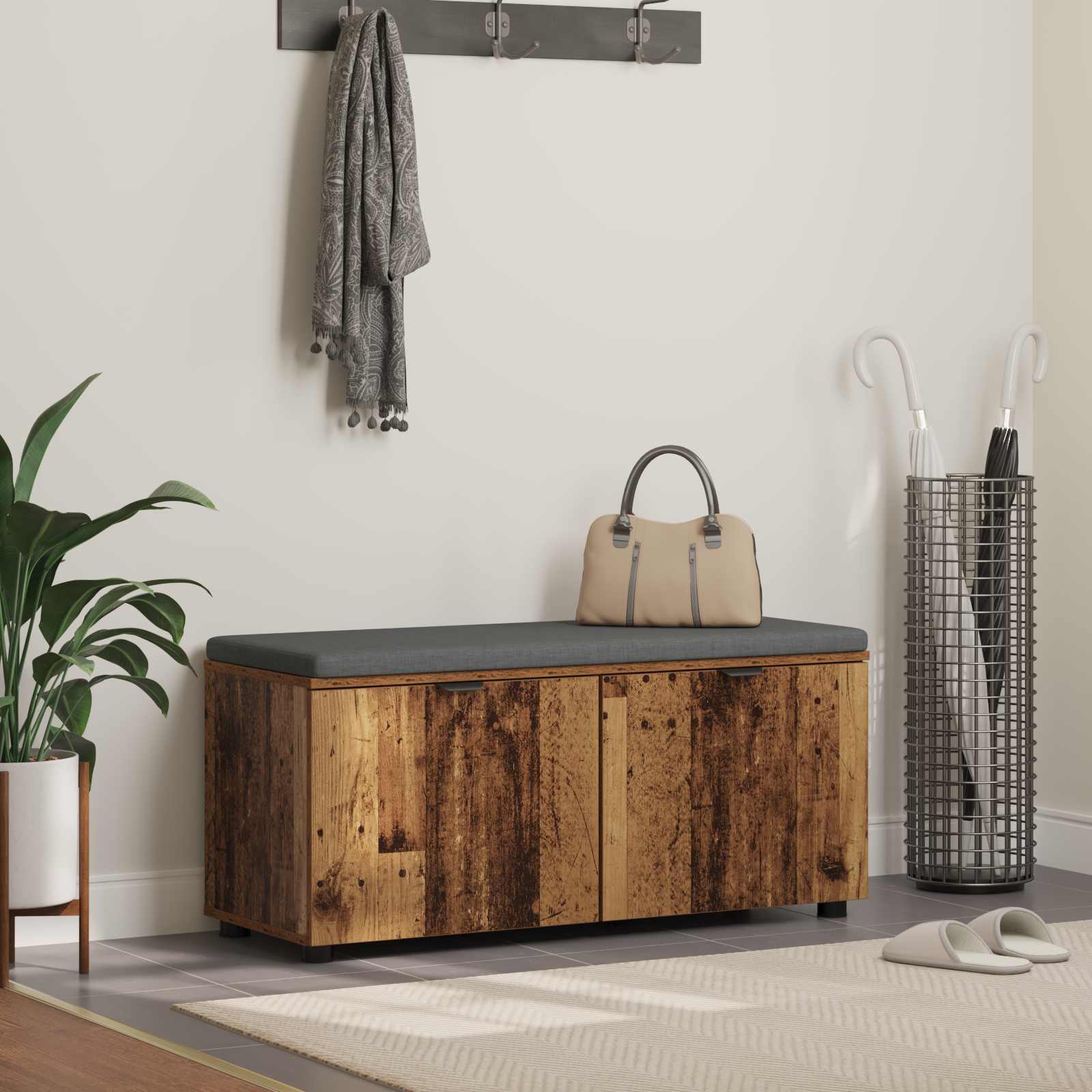Banco de entrada 100 x 38 x 46 cm Madera Ingenierizada y Tela