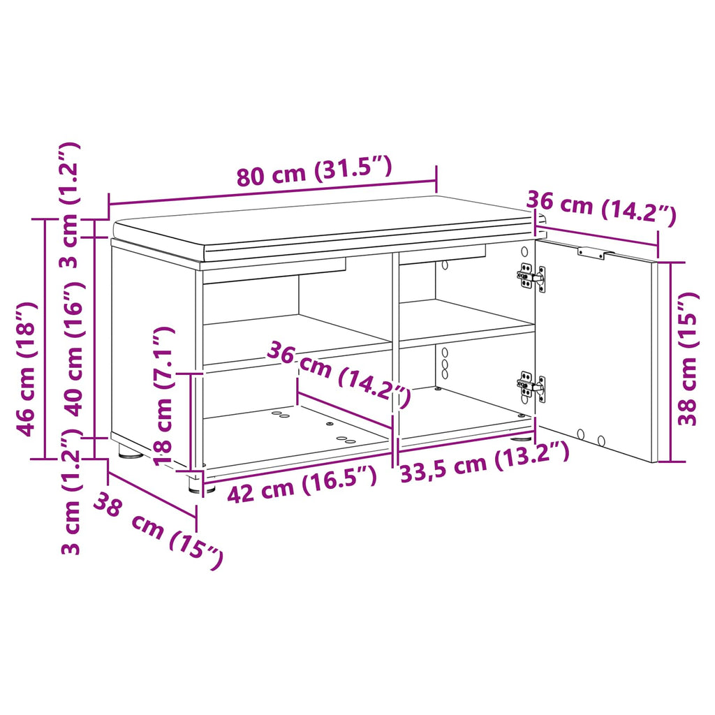 Banco de entrada con cojín Madera vieja 80 x 38 x 46 cm