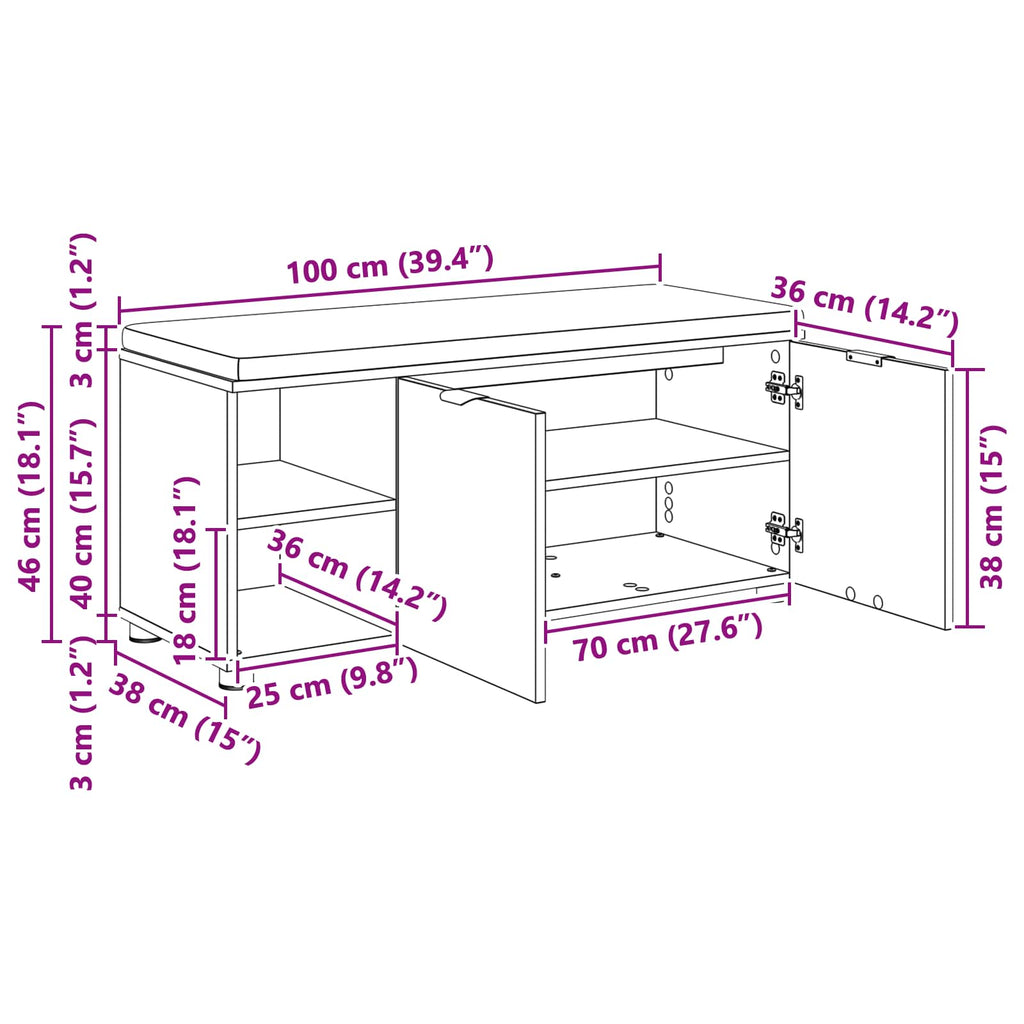 Banco de entrada 100 x 38 x 46 cm Madera Ingenierizada y Tela