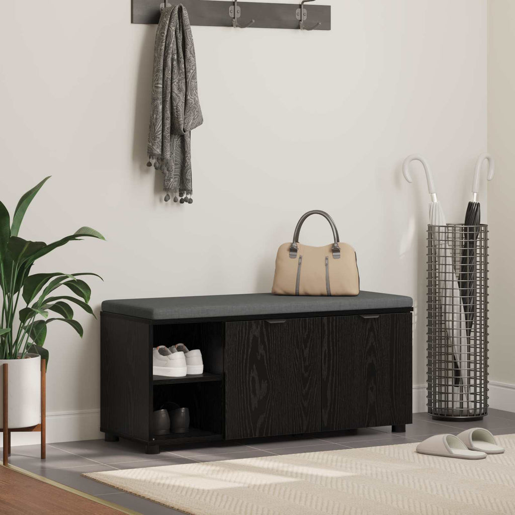 Banco de entrada con cojín Roble Negro 100 x 38 x 46 cm