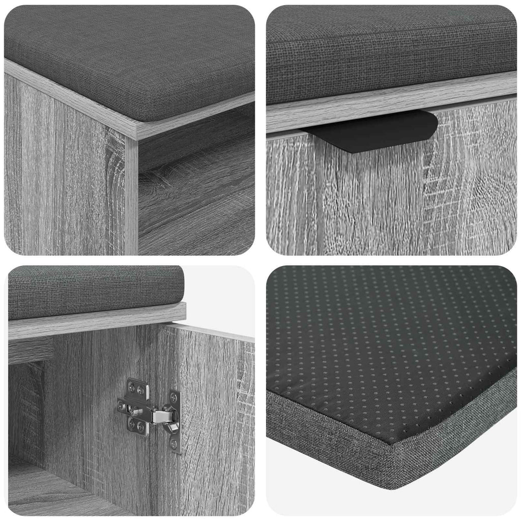 Banco de entrada con cojín Gris Sonoma 100 x 38 x 46 cm