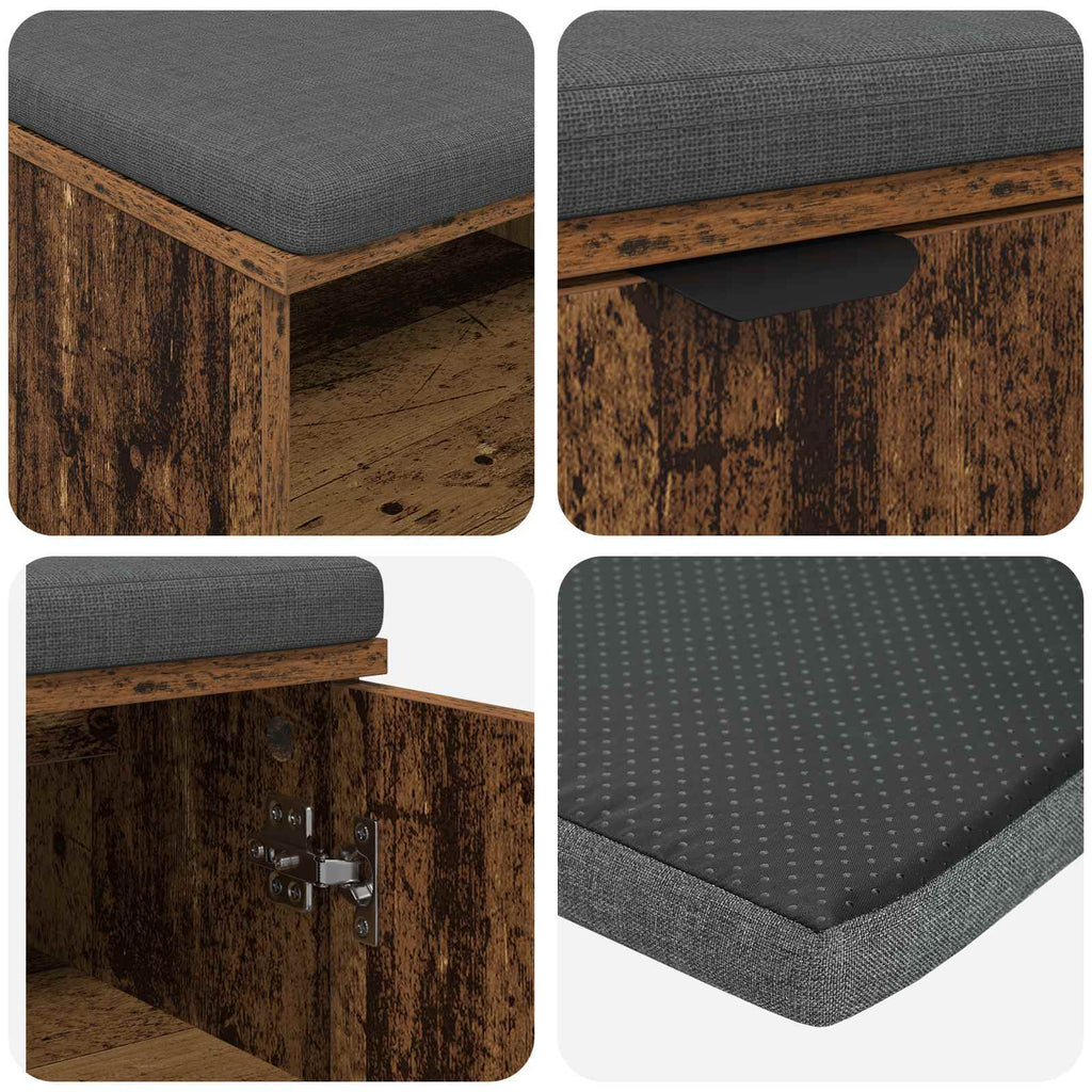 Banco de entrada con cojín Madera vieja 100 x 38 x 46 cm