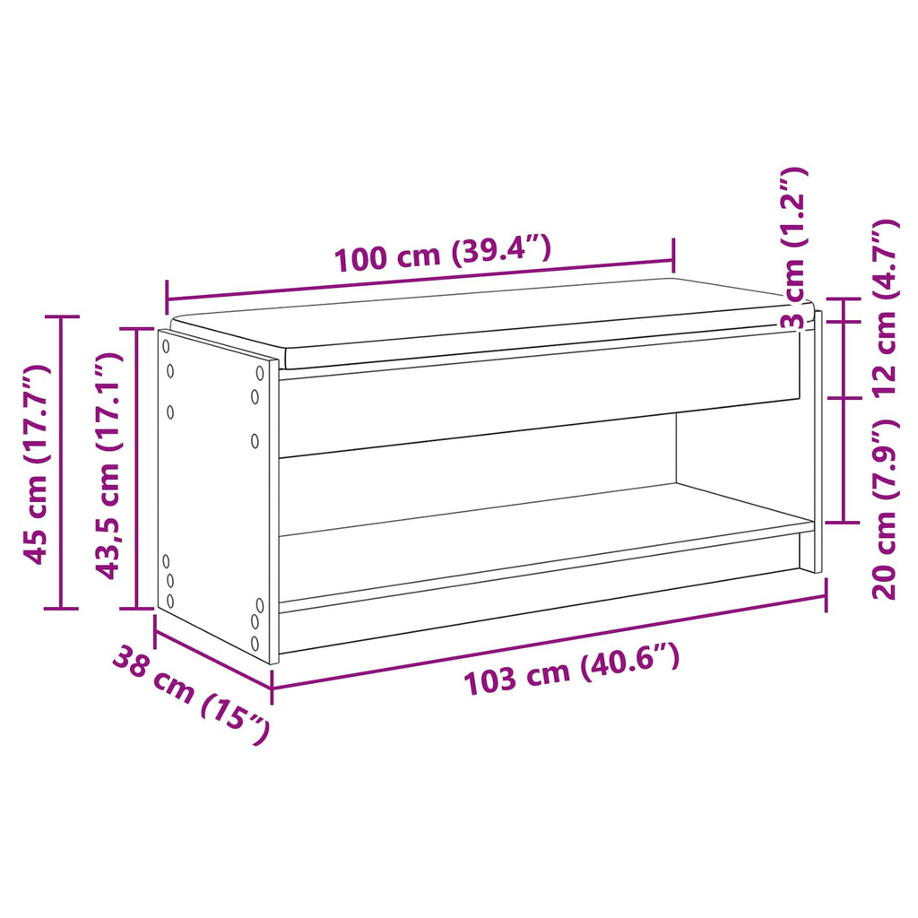 Banco de entrada 103 x 38 x 45 cm Madera Ingenierizada y Tela
