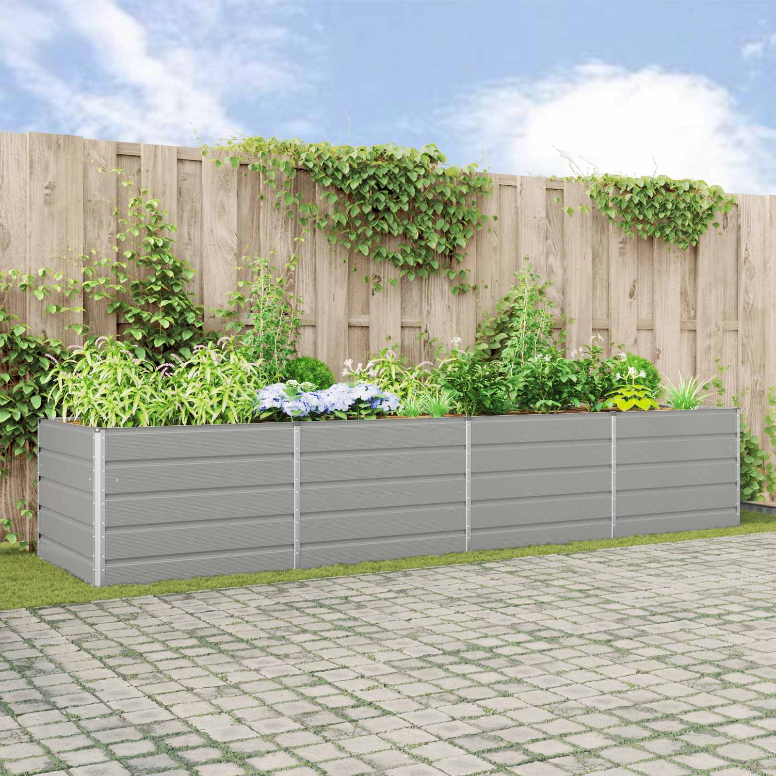 Jardinera Antracita 195 x 100 x 45 cm Acero Galvanizado